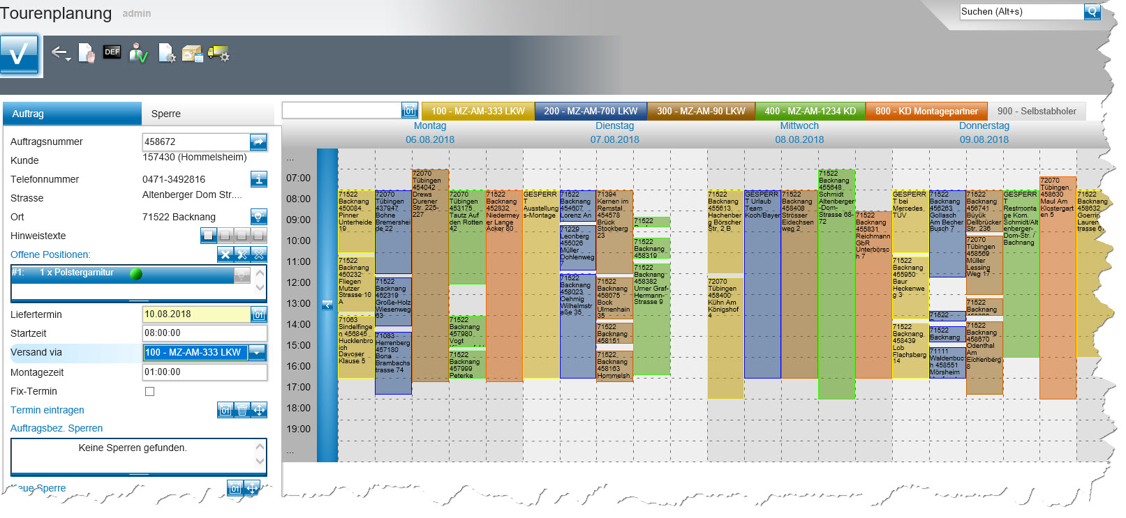 Digitale Planungstafel in der Tourenplanungssoftware