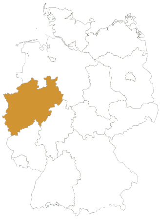 Nordrhein-Westfalen in Deutschlandkarte